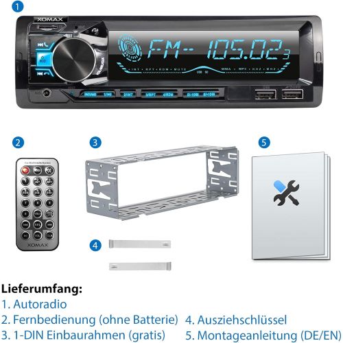  [아마존베스트]-Service-Informationen XOMAX XM-R279 Car Radio with FM RDS Bluetooth Hands-Free Kit USB SD MP3 AUX-IN 1 DIN