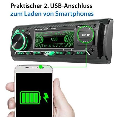  [아마존베스트]-Service-Informationen XOMAX XM-RD276 Car Radio with DAB+ Tuner and Antenna I FM RDS I Bluetooth Hands-Free Kit I 2 x USB, SD, Aux I 7 Colours I 1 DIN