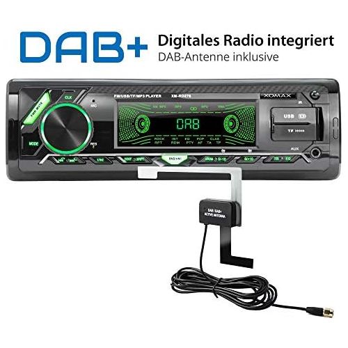  [아마존베스트]-Service-Informationen XOMAX XM-RD276 Car Radio with DAB+ Tuner and Antenna I FM RDS I Bluetooth Hands-Free Kit I 2 x USB, SD, Aux I 7 Colours I 1 DIN