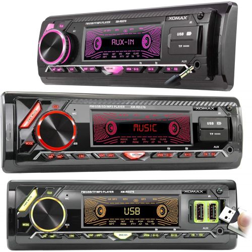  [아마존베스트]-Service-Informationen XOMAX XM-RD276 Car Radio with DAB+ Tuner and Antenna I FM RDS I Bluetooth Hands-Free Kit I 2 x USB, SD, Aux I 7 Colours I 1 DIN