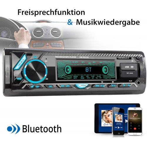  [아마존베스트]-Service-Informationen XOMAX XM-RD276 Car Radio with DAB+ Tuner and Antenna I FM RDS I Bluetooth Hands-Free Kit I 2 x USB, SD, Aux I 7 Colours I 1 DIN