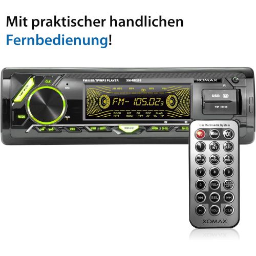  [아마존베스트]-Service-Informationen XOMAX XM-RD276 Car Radio with DAB+ Tuner and Antenna I FM RDS I Bluetooth Hands-Free Kit I 2 x USB, SD, Aux I 7 Colours I 1 DIN