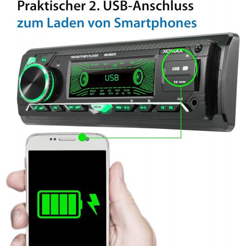  [아마존베스트]-Service-Informationen XOMAX XM-RD276 Car Radio with DAB+ Tuner and Antenna I FM RDS I Bluetooth Hands-Free Kit I 2 x USB, SD, Aux I 7 Colours I 1 DIN