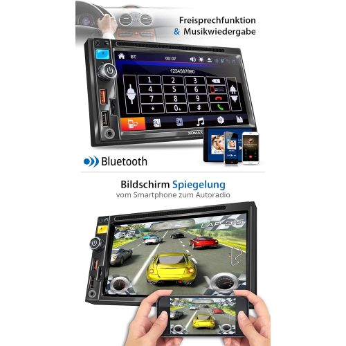  [아마존베스트]-Service-Informationen XOMAX XM-2D6913 Car Radio with Mirrorlink, Bluetooth Handsfree, 6.5 Inch Touchscreen Screen, RDS, AM FM Tuner, DVD, CD, SD, USB, 2 DIN