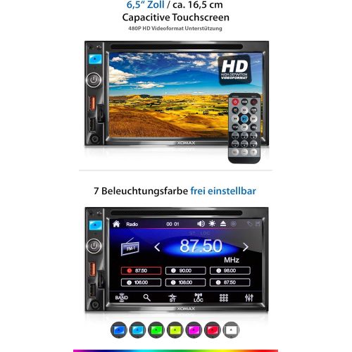  [아마존베스트]-Service-Informationen XOMAX XM-2D6913 Car Radio with Mirrorlink, Bluetooth Handsfree, 6.5 Inch Touchscreen Screen, RDS, AM FM Tuner, DVD, CD, SD, USB, 2 DIN