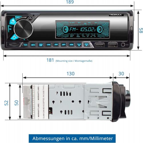  [아마존베스트]-Service-Informationen XOMAX XM-R278 Car Radio with FM RDS Bluetooth Hands-Free Kit USB SD MP3 AUX-IN 1 DIN