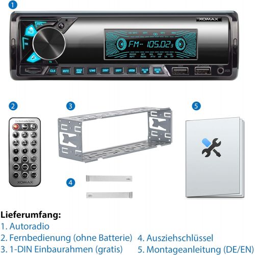  [아마존베스트]-Service-Informationen XOMAX XM-R278 Car Radio with FM RDS Bluetooth Hands-Free Kit USB SD MP3 AUX-IN 1 DIN