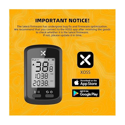  XOSS G GPS Bike Computer, Wireless Bluetooth Bike Speedometer and Odometer, Rechargeable Cycling Computer MTB Tracker with LCD Automatic Backlight Display, IPX7 Waterproof Fits All Bikes Electric Bike