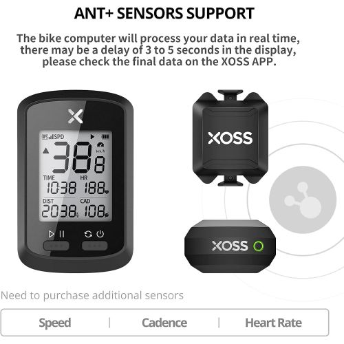  [아마존베스트]XOSS G+ GPS Bike Computer ANT+ with 2 Smart Cadence Sensor, Bluetooth Cycling Computer, Wireless Bicycle Speedometer Odometer, Waterproof MTB Tracker Fits All Bikes (Support Heart