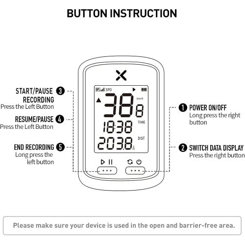  XOSS G GPS Bike Computer, Wireless Bluetooth Bike Speedometer and Odometer, Rechargeable Cycling Computer MTB Tracker with LCD Automatic Backlight Display, IPX7 Waterproof Fits All