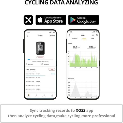  XOSS G+ GPS Bike Computer, Bluetooth ANT+ Cycling Computer, Wireless Bicycle Speedometer Odometer with LCD Display, Waterproof MTB Tracker Fits All Bikes Electric Bike (XOSS APP Su