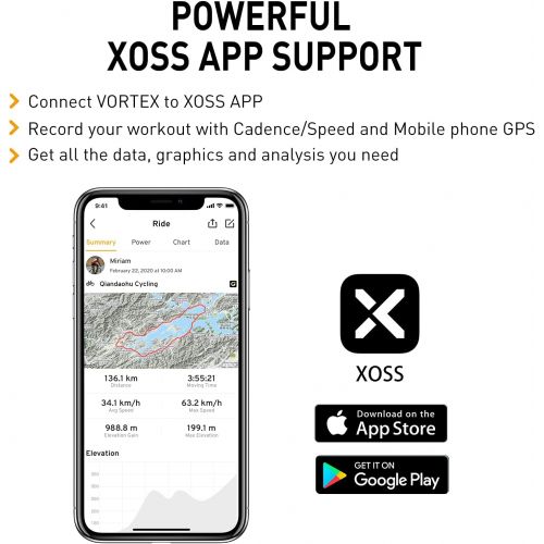  XOSS Vortex Cadence and Speed Sensor Wireless IPX7 Waterproof - 300 Hours Dual Modes Bike Sensor ANT+/Bluetooth 4.0 Compatible for Cycling Computer