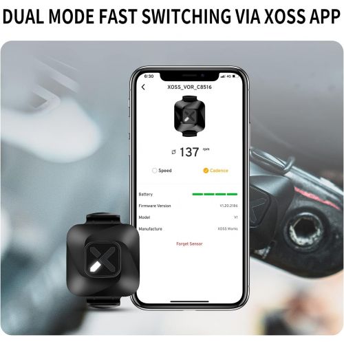  XOSS Vortex Cadence and Speed Sensor Wireless IPX7 Waterproof - 300 Hours Dual Modes Bike Sensor ANT+/Bluetooth 4.0 Compatible for Cycling Computer