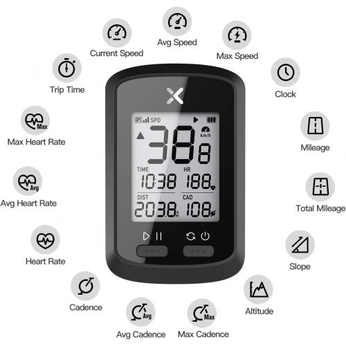  XOSS G+ Bike Computer GPS, Wireless Cycling Computers Bicycle Computer GPS Bike Speedometer, Bluetooth 5.0 & ANT+, IPX7 Waterproof