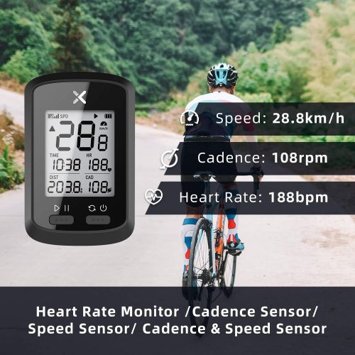  XOSS G+ Bike Computer GPS, Wireless Cycling Computers Bicycle Computer GPS Bike Speedometer, Bluetooth 5.0 & ANT+, IPX7 Waterproof