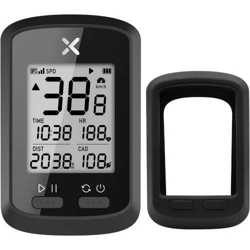  XOSS G+ GPS Wireless Bike Computer, Cycling Speedometer and Odometer Bluetooth Ant+ Sensor Support with Black Cover, IPX7 Waterproof 3 Satellites Positioning for All Cycling Bikes