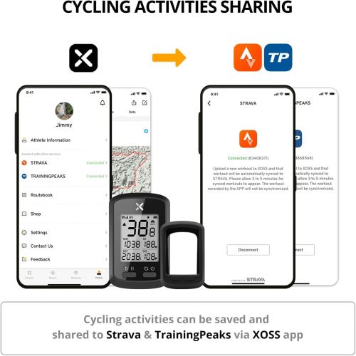  XOSS G+ GPS Wireless Bike Computer, Cycling Speedometer and Odometer Bluetooth Ant+ Sensor Support with Black Cover, IPX7 Waterproof 3 Satellites Positioning for All Cycling Bikes