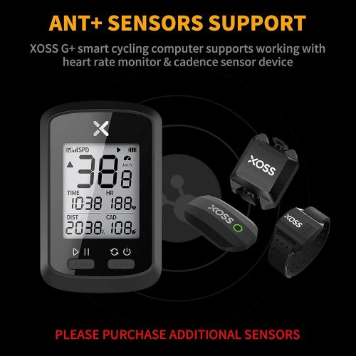  XOSS G+ GPS Wireless Bike Computer, Cycling Speedometer and Odometer Bluetooth Ant+ Sensor Support with Black Cover, IPX7 Waterproof 3 Satellites Positioning for All Cycling Bikes