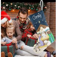 XOZOTY Personalized Nativity Scene Start Print Christmas Stockings Customized Xmas Festive Gifts Home Fireplace Decor 17.52 x 7.87 Inch