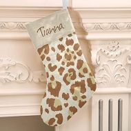 XOZOTY Leopard Animal Print Customized Name Christmas Stocking for Xmas Tree Fireplace Hanging and Party Decor 17.52 x 7.87 Inch