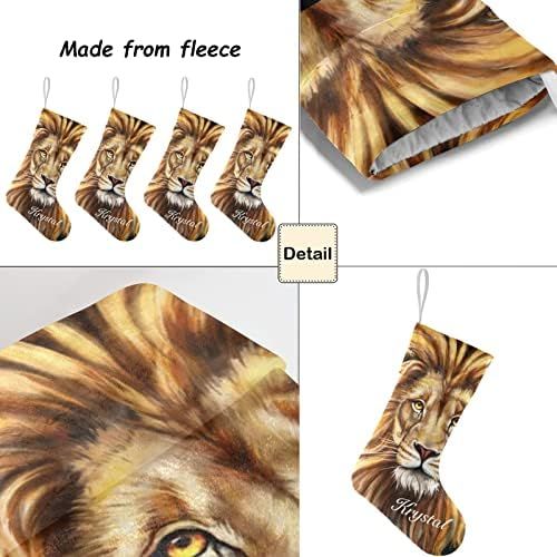  XOZOTY Galaxy Universe Lion Customized Name Christmas Stocking for Xmas Tree Fireplace Hanging and Party Decor 17.52 x 7.87 Inch