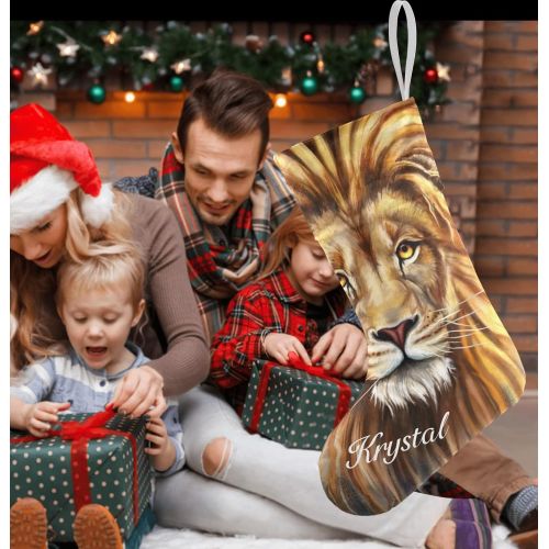  XOZOTY Galaxy Universe Lion Customized Name Christmas Stocking for Xmas Tree Fireplace Hanging and Party Decor 17.52 x 7.87 Inch