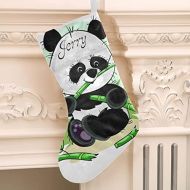 XOZOTY Personalized Christmas Stocking Cute Panda and Bamboo Custom Name Socks Xmas Tree Fireplace Hanging Party Decor Gift 17.52 x 7.87 Inch