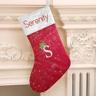 XOZOTY Personalized Christmas Stocking S Letter Snowflake Christmas Custom Name Socks Xmas Tree Fireplace Hanging Party Decor Gift 17.52 x 7.87 Inch
