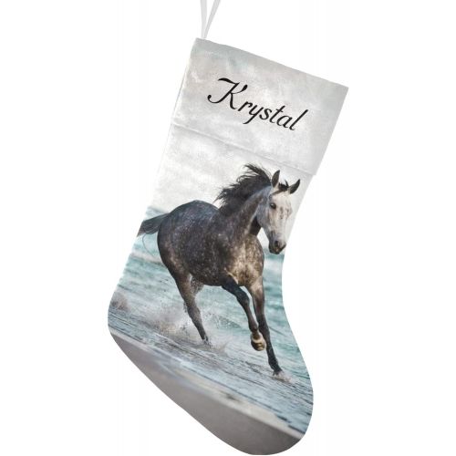 XOZOTY Ocean Running Black Horse Customized Name Christmas Stocking for Xmas Tree Fireplace Hanging and Party Decor 17.52 x 7.87 Inch