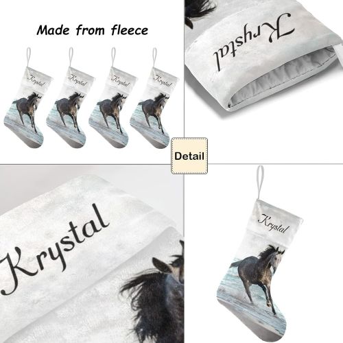  XOZOTY Ocean Running Black Horse Customized Name Christmas Stocking for Xmas Tree Fireplace Hanging and Party Decor 17.52 x 7.87 Inch