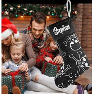 XOZOTY Personalized Black Skull Crossbones Christmas Stockings Customized Xmas Festive Gifts Home Fireplace Decor 17.52 x 7.87 Inch