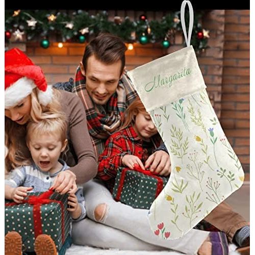  XOZOTY Plant Elements Customized Name Christmas Stocking for Xmas Tree Fireplace Hanging and Party Decor 17.52 x 7.87 Inch
