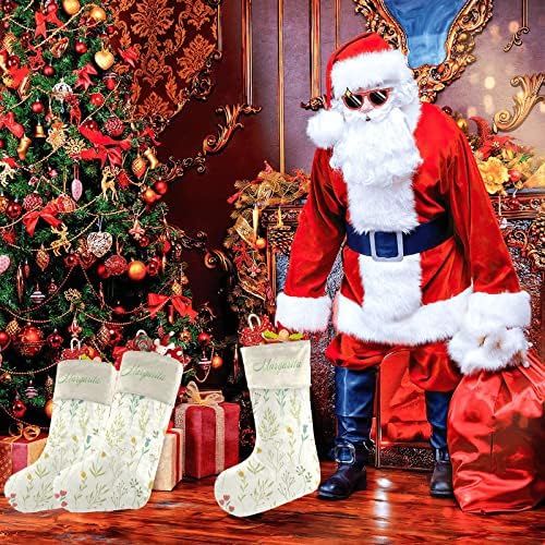  XOZOTY Plant Elements Customized Name Christmas Stocking for Xmas Tree Fireplace Hanging and Party Decor 17.52 x 7.87 Inch