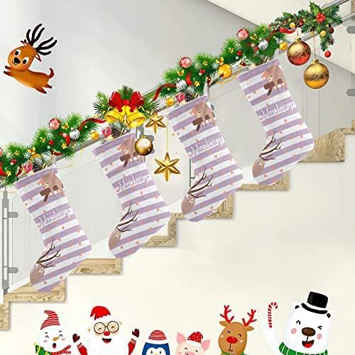  XOZOTY Personalized Christmas Stocking Animal Sloth Heart Purple Custom Name Socks Xmas Tree Fireplace Hanging Party Decor Gift 17.52 x 7.87 Inch