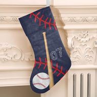 XOZOTY Personalized Christmas Stocking Baseball Ink Blue Custom Name Socks Xmas Tree Fireplace Hanging Party Decor Gift 17.52 x 7.87 Inch
