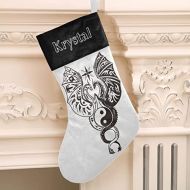 XOZOTY Black White Dragon Customized Name Christmas Stocking for Xmas Tree Fireplace Hanging and Party Decor 17.52 x 7.87 Inch