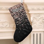 XOZOTY Rose Gold Blush Pink Glitter Sparkle Print Customized Name Christmas Stocking for Xmas Tree Fireplace Hanging and Party Decor 17.52 x 7.87 Inch