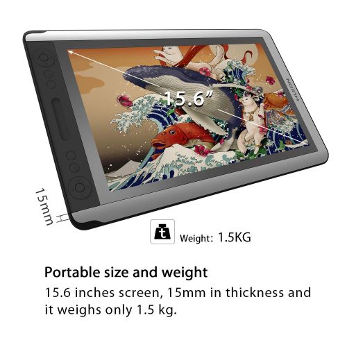  HUION Huion Kamvas GT-156HD V2 Drawing Tablet Monitor 15.6 inches HD IPS Pen Display with 8192 Pen Pressure 14 Programmed Express Keys -Upgraded Version