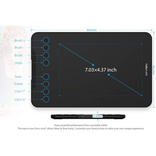  XP-PEN Drawing Tablet for Chromebook Deco Mini 7 Graphics Tablet 7 x 4.37 Inch Digital Pen Tablet with 8192 Levels Pressure Battery-Free Stylus for Online Classes and Teaching