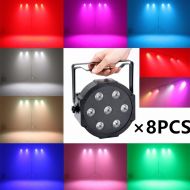 XPC RGBW 7 LEDs PAR 8PCS Can DMX512 Lighting Super Bright Stage Lights for Wedding DJ Bar Live Concert Show,8 Pack