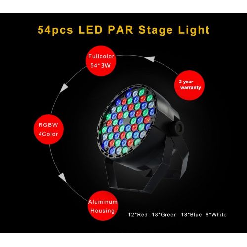  XPC DJ Par Light 180W LED RGBW Stage Lighting 48 Channel Daisy China Design Can Uplights DMX Sound Lights for Birtyday,Bar,Home Party,Christmas Halloween Festival. (3W-1PCS)