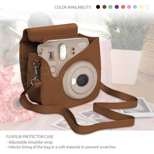  Xpix 135Pc. Fujifilm Instax Mini 9 (Brown) Accessory Kit ? Includes 40 Instax Film Exposures, Groovy Case, Album, Selfie Mirror, 4 Colored Filters, 40 Film Frames, 12 Color Markers