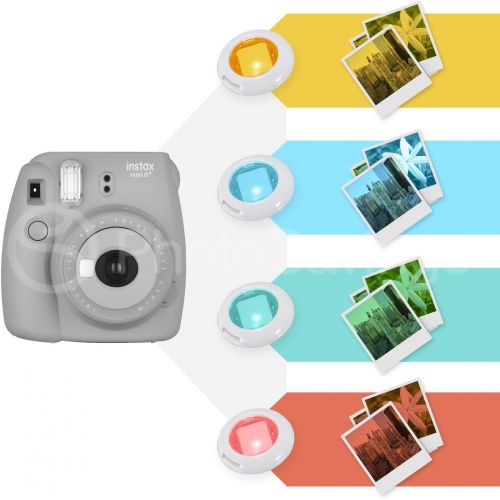  Xpix 135Pc. Fujifilm Instax Mini 9 (Brown) Accessory Kit ? Includes 40 Instax Film Exposures, Groovy Case, Album, Selfie Mirror, 4 Colored Filters, 40 Film Frames, 12 Color Markers