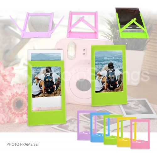  Xpix Accessory Kit for Fujifilm Instax Mini 8, 8+ & 9 Includes, (Brown) Case, Album, Selfie Mirror, Colored Close up Lenses, 40 Film Frames, & Complete Bundle