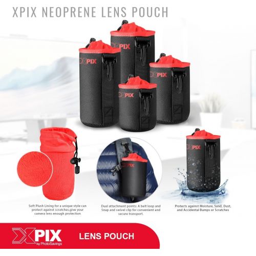  XPIX Medium Neoprene Pouch Bag for DSLR Camera Lens (Canon, Nikon, Fujifilm, Sony, Olympus,and More)