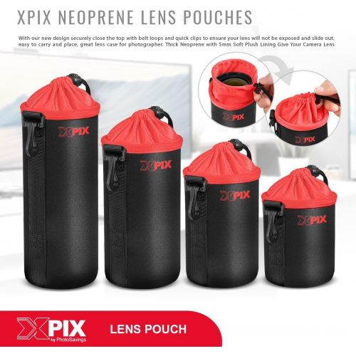  XPIX Medium Neoprene Pouch Bag for DSLR Camera Lens (Canon, Nikon, Fujifilm, Sony, Olympus,and More)