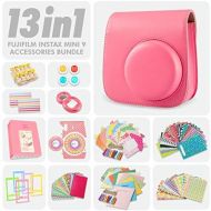 XPIX Fujifilm Instax Mini 9 Flamingo Pink 13 Piece Accessory Bundle Includes Camera Case with Strap, Selfie Lens, Photo Album, Decorative Stickers, Colorful Frames and a Whole Lot More