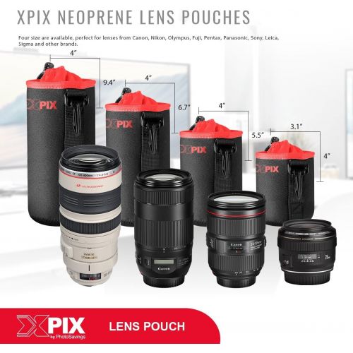  XPIX Medium Neoprene Pouch Bag for DSLR Camera Lens (Canon, Nikon, Fujifilm, Sony, Olympus,and More)