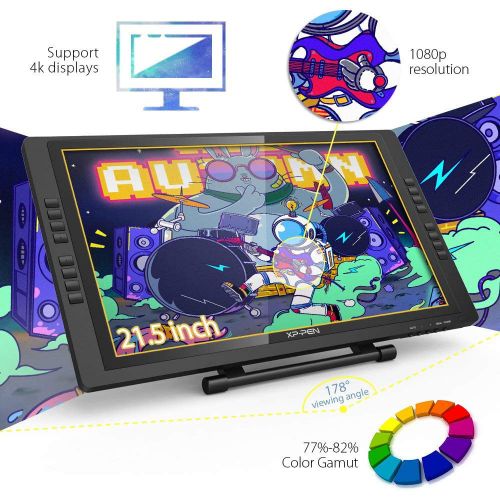  XP-PEN Artist22E Pro 21.5 Inch Drawing Pen Display Graphic Monitor IPS Monitor Drawing Pen Tablet Dual Monitor with 16 Express Keys and Adjustable Stand 8192 Level Pen Pressure
