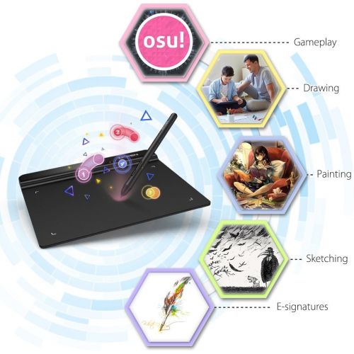  [아마존베스트]XP-Pen G6406x 4inches Osu! Drawing Tablet Osu! Graphics Tablet Play Battery-Free Pen 20Replacement Nibs, Black